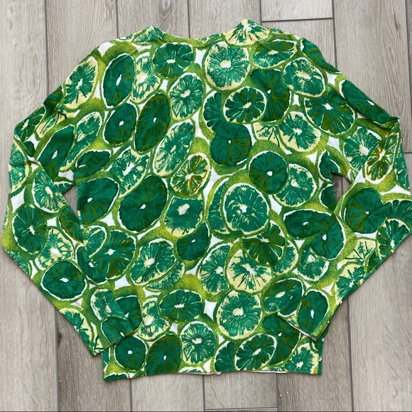 SOLD - Lands’ End Lime Print Cardigan Sweater - Picture 6 of 8
